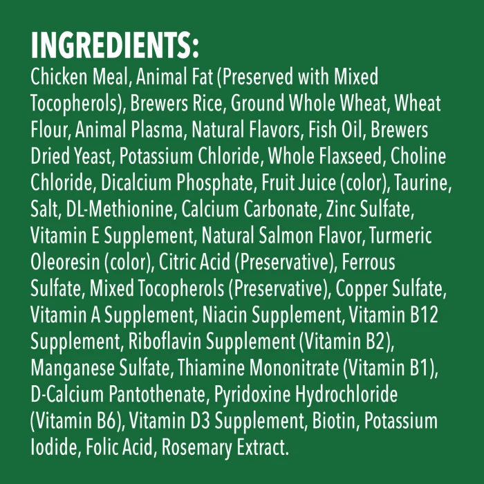 [Greenies][FELINE GREENIES Salmon Flavored Skin & Fur SMARTBITES][Ingredients Image]