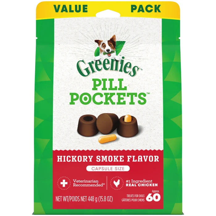 [Greenies][GREENIES Hickory Smoke Flavored Capsule Pill Pockets, 60 Count][Main Image (Front)]