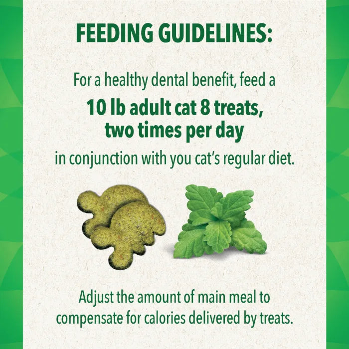 [Greenies][FELINE GREENIES Catnip Flavored Dental Treats, Mega Size][Feeding Guidelines Image]