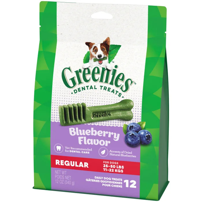 [Greenies][GREENIES Blueberry Regular Dental Treats, 12 Count][Image Center Right (3/4 Angle)]