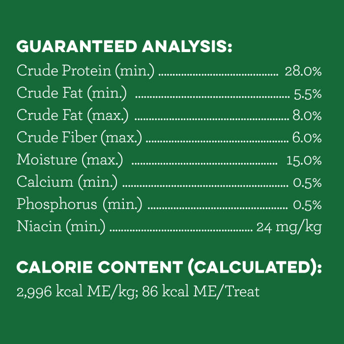 [Greenies][GREENIES Blueberry Regular Dental Treats, 12 Count][Nutrition Grid/Guaranteed Analysis Image]