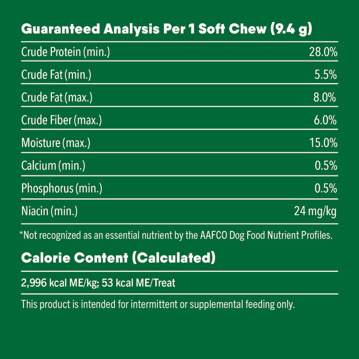 [Greenies][GREENIES Fresh Petite Dental Treats, 20 Count][Nutrition Grid/Guaranteed Analysis Image]