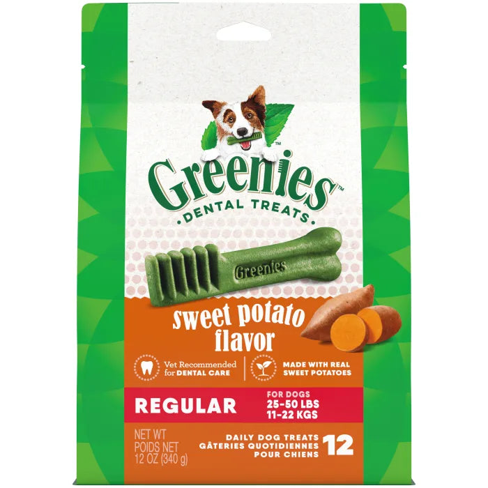 [Greenies][GREENIES Sweet Potato Flavored Regular Dental Treats, 12 Count][Main Image (Front)]
