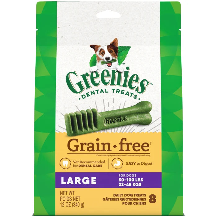 [Greenies][GREENIES Grain Free Large Dental Treats, 8 Count][Main Image (Front)]