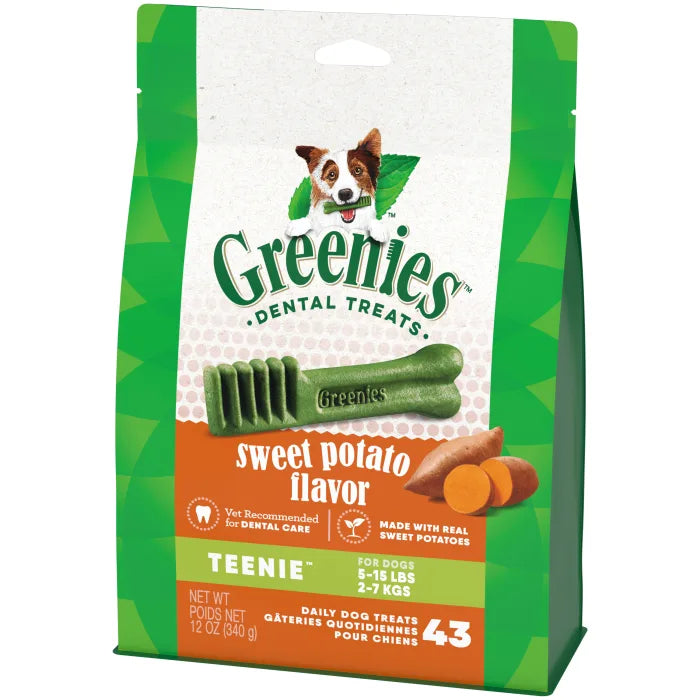 [Greenies][GREENIES Sweet Potato Flavored TEENIE Dental Treats, 43 Count][Image Center Right (3/4 Angle)]