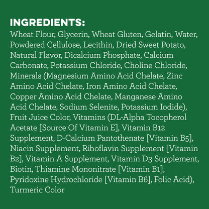[Greenies][GREENIES Sweet Potato Flavored Petite Dental Treats, 20 Count][Ingredients Image]