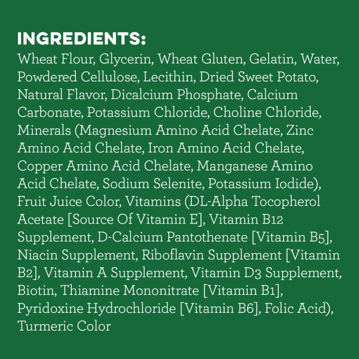 [Greenies][GREENIES Sweet Potato Flavored Large Dental Treats, 8 Count][Ingredients Image]