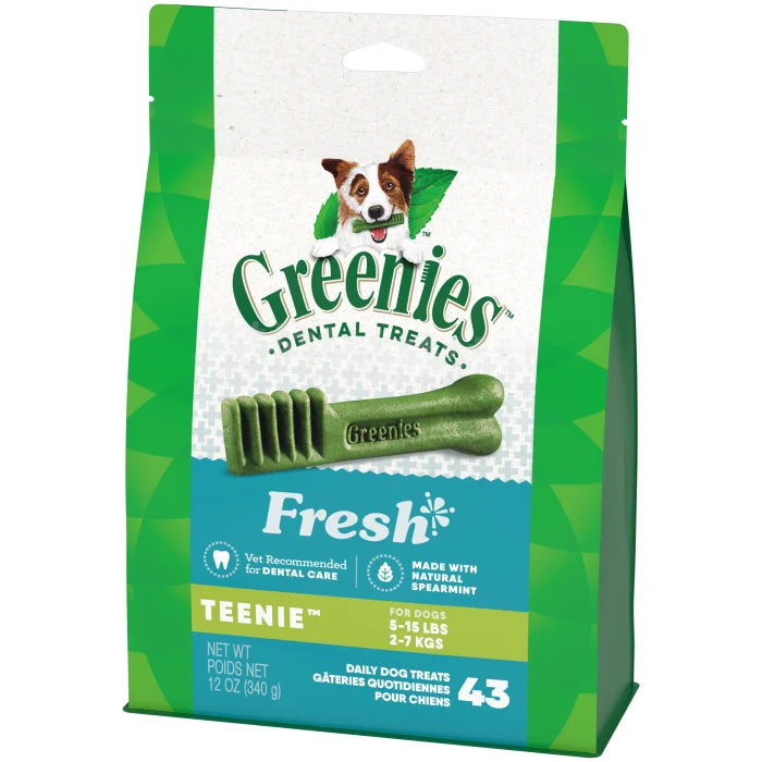 [Greenies][GREENIES Fresh TEENIE Dental Treats, 43 Count][Image Center Right (3/4 Angle)]