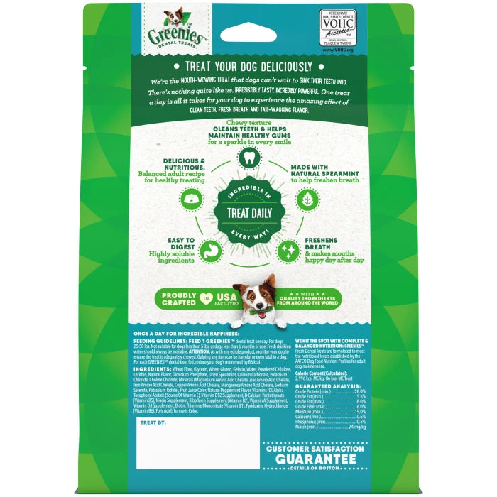 [Greenies][GREENIES Fresh Regular Dental Treats, 12 Count][Back Image]