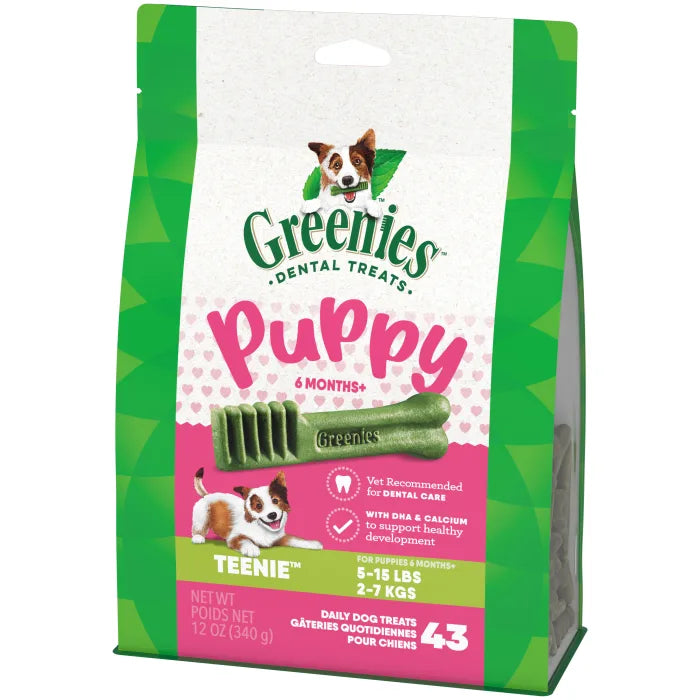 [Greenies][GREENIES Puppy TEENIE Dental Treats, 43 Count][Image Center Right (3/4 Angle)]