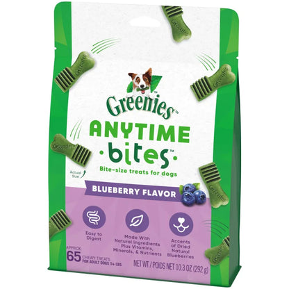 [Greenies][GREENIES Blueberry Flavored Anytime Bites][Image Center Right (3/4 Angle)]