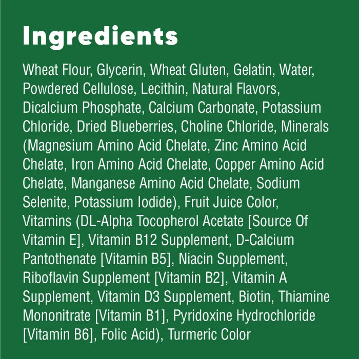 [Greenies][GREENIES Blueberry Flavored Anytime Bites][Ingredients Image]