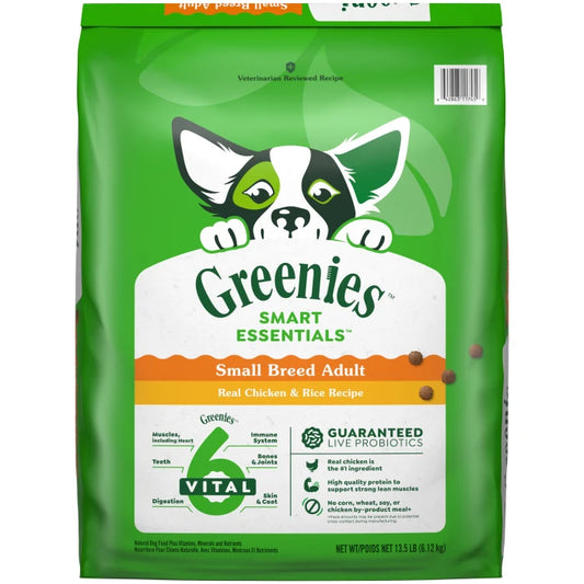 [Greenies][Greenies Smart Essentials Small Breed Adult Protein Dry Dog Food Real Chicken & Rice, 13.5 lb. Bag][Main Image (Front)]