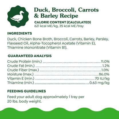 [Greenies][Greenies Smart Topper Wet Mix-In for Dogs, Duck, Broccoli, Carrots & Barley Recipe, 2 oz. Tray][Ingredients Image]