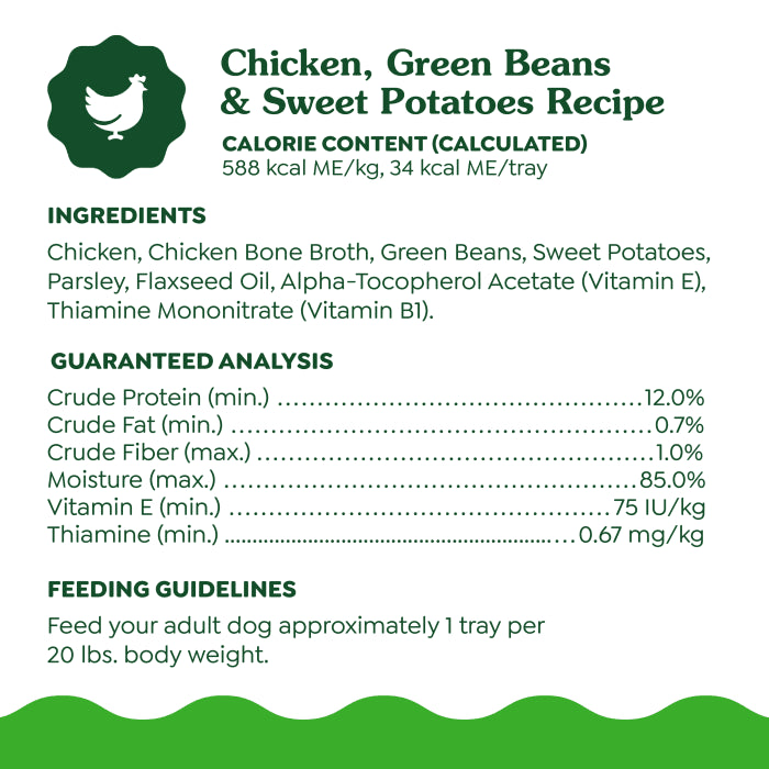 [Greenies][Greenies Smart Topper Wet Mix-In for Dogs, Chicken, Green Beans & Sweet Potatoes Recipe, 2 oz. Tray][Ingredients Image]