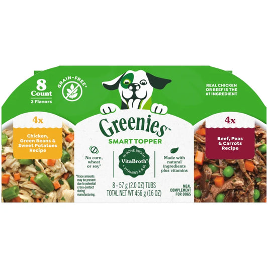 [Greenies][Greenies Smart Topper Wet Mix-In for Dogs, Chicken with Green Beans & Beef Pack, 8 Trays of 2 oz.][Main Image (Front)]