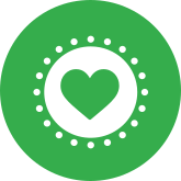 green circle with heart inside