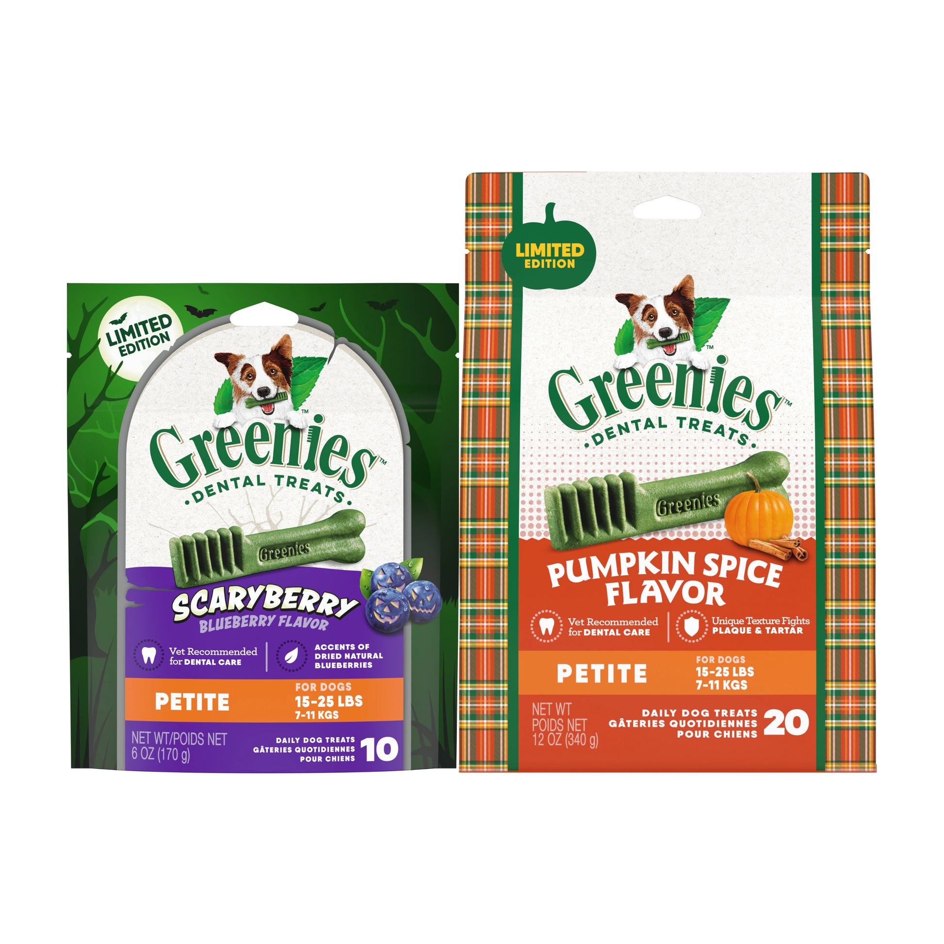 Greenies Halloween Dental Treat Bundle for Petite Size Dogs, Scaryberry and Pumpkin Spice