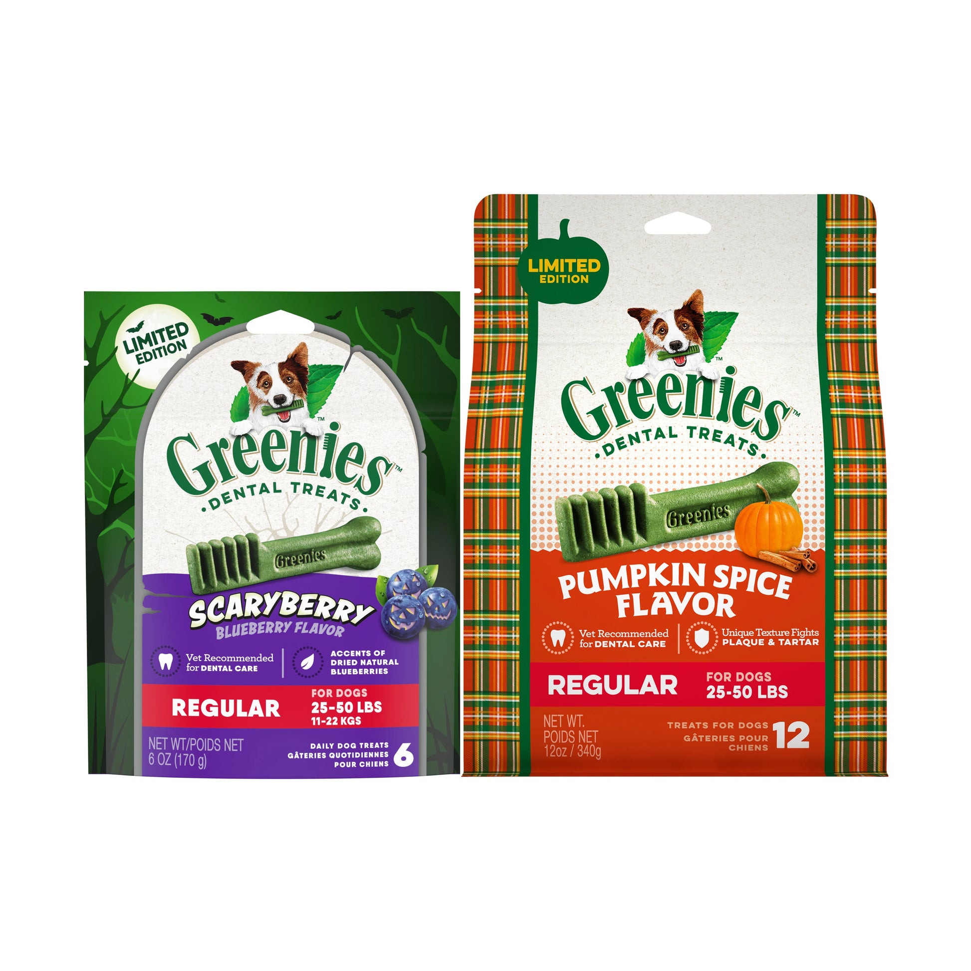 Greenies Halloween Dental Treats Bundle for Regular Size Dogs, Scaryberry and Pumpkin Spice Flavor