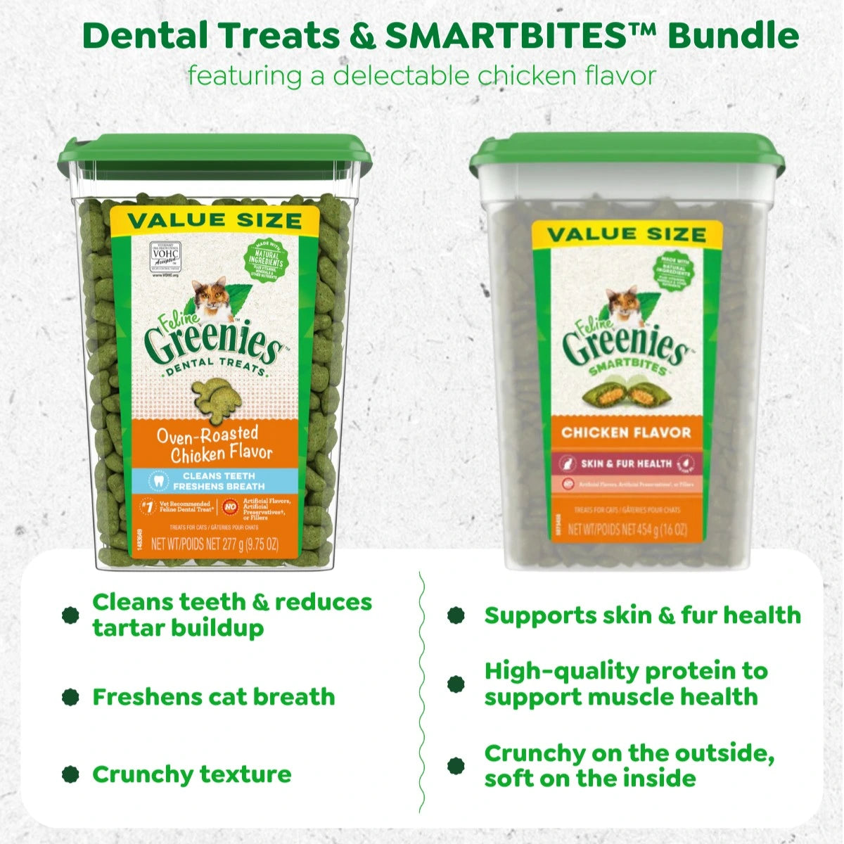 Benefits of GREENIES FELINE Dental Treat and Smartbites Bundle
