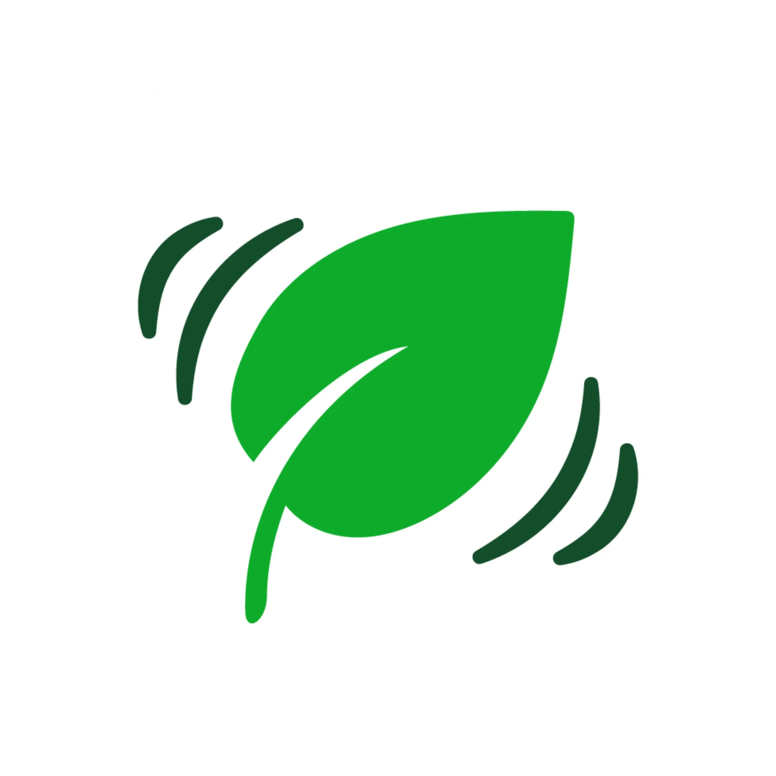  An icon of a green leaf over a white background