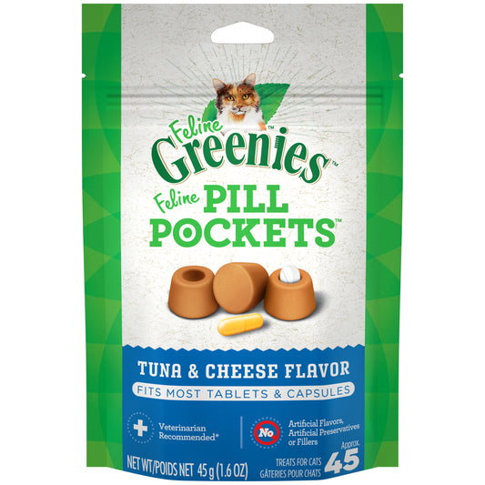 [Greenies][FELINE GREENIES Tuna & Cheese Flavored Pill Pockets, 45 Count][Main Image (Front)]
