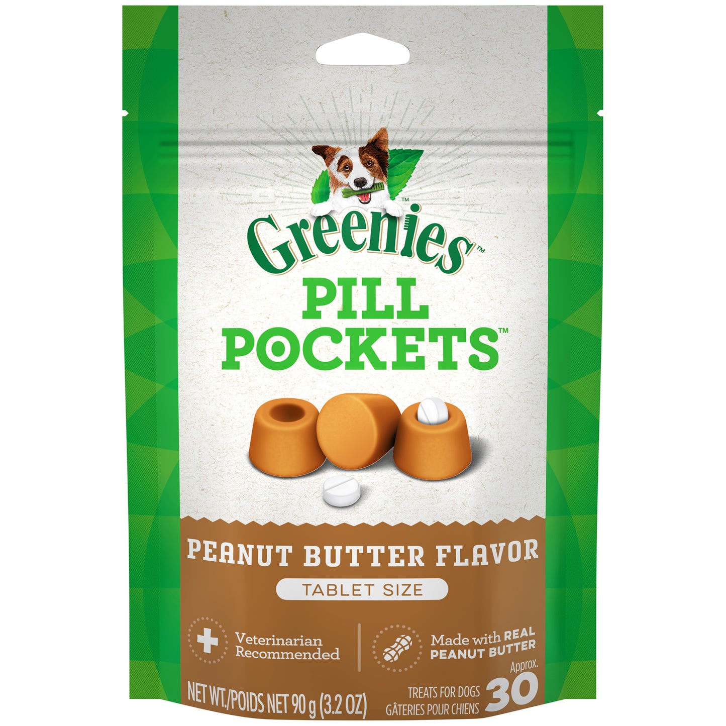 Greenies Peanut Butter Tablet Pill Pockets, 3.2oz (30 Treats)