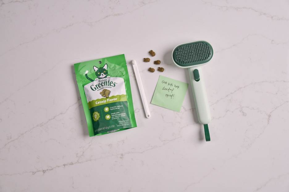 Greenies Pouch with Cat Hair Brush