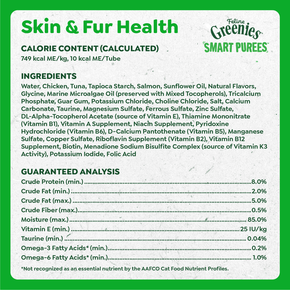 Smart Purees Lickable Cat Treats Skin & Fur Health Salmon ingredients image