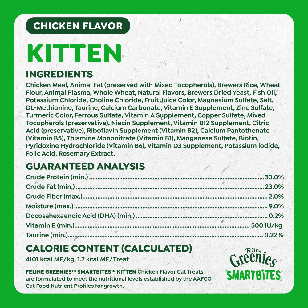 Feline SMARTBITES Kitten Treats Chicken Flavor ingredients image