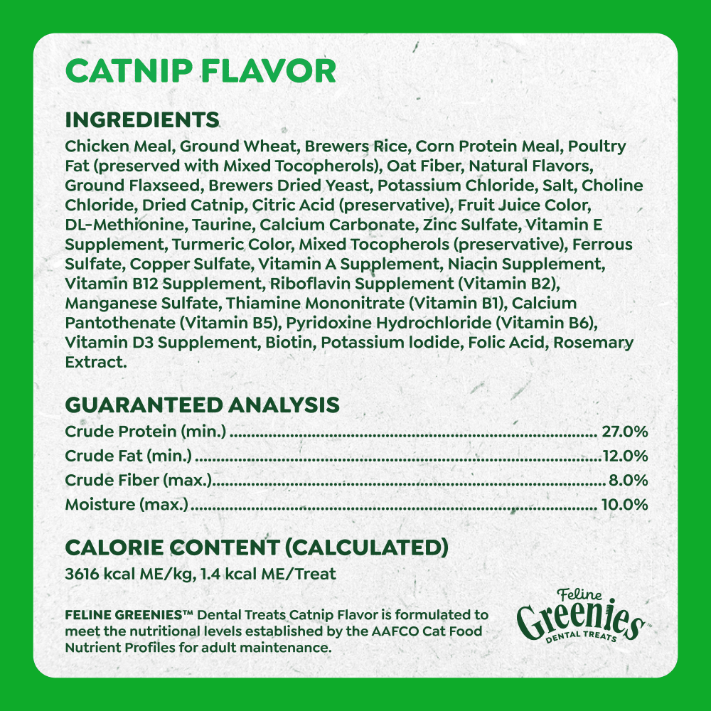Feline Dental Catnip Flavor Cat Treats ingredients image