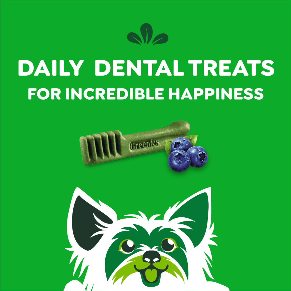 Adult Dental Dog Treats Teenie Size Blueberry feeding guidelines image