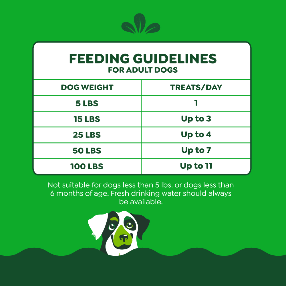Anytime Bites Dog Treats Mint feeding guidelines image