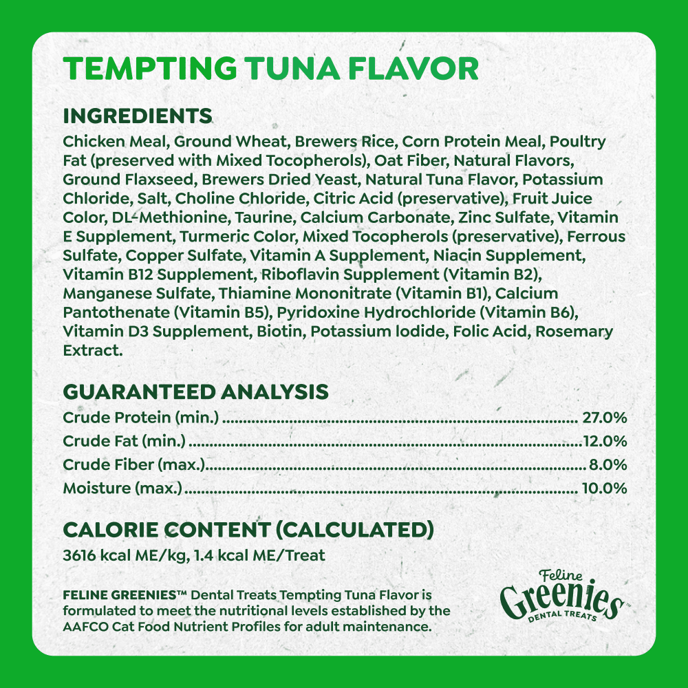 Feline Dental Tempting Tuna Flavor Cat Treats ingredients image