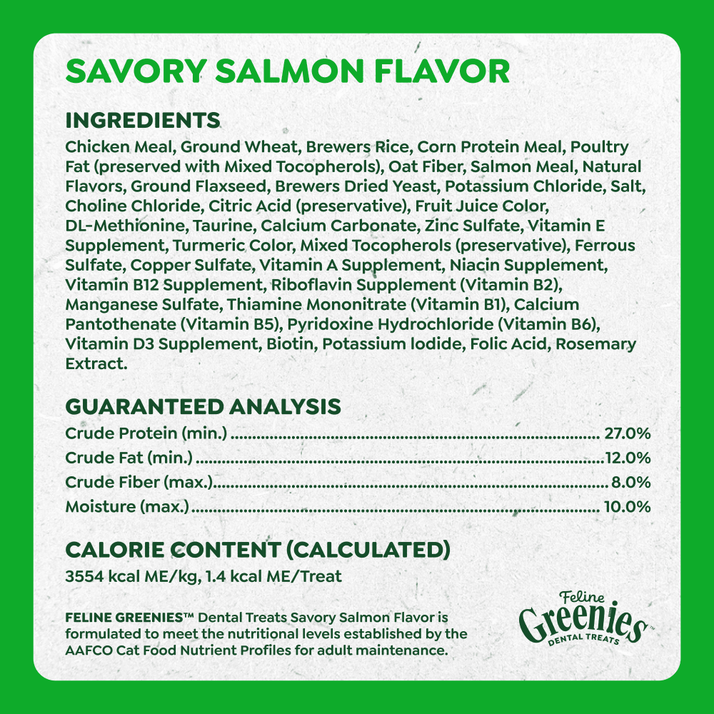 Feline Savory Salmon Flavor Dental & Crunchy Cat Treats ingredients image